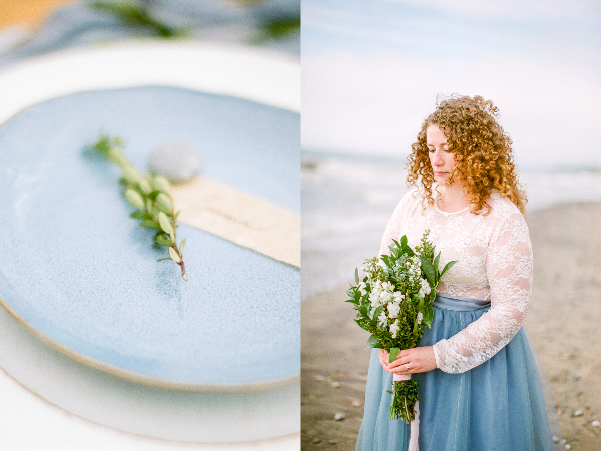 dusty blue Michigan Beach wedding inspiration
