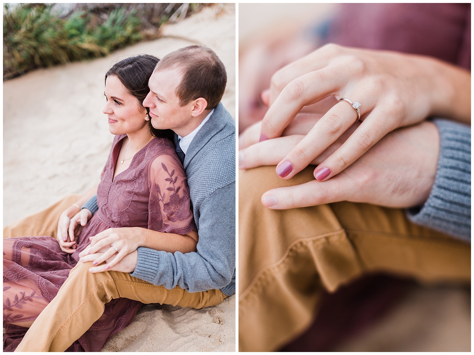 Close up of engagement ring, Traverse City, Michigan.