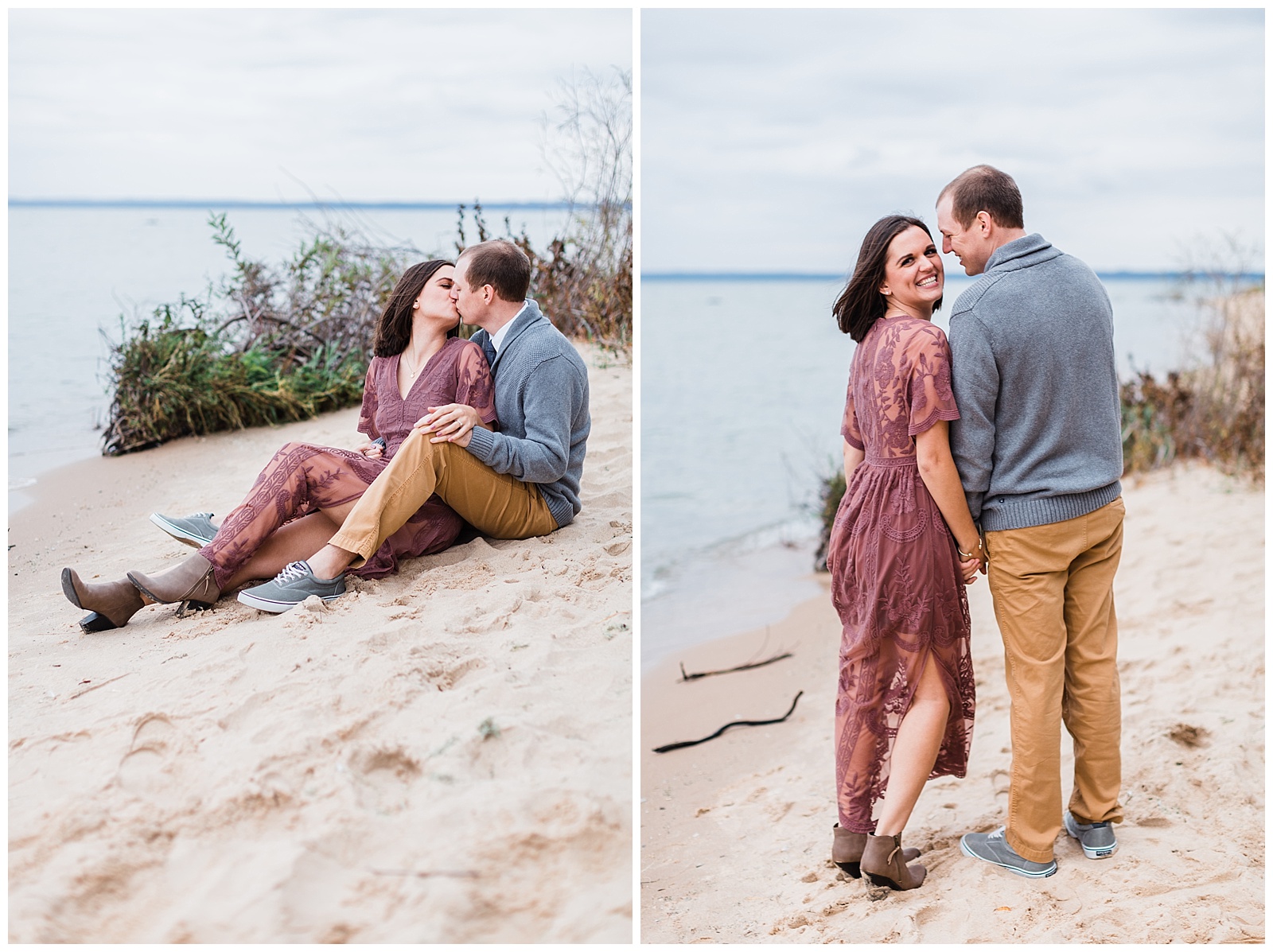 Traverse City engagement session on beach in Old Mission Peninsula.