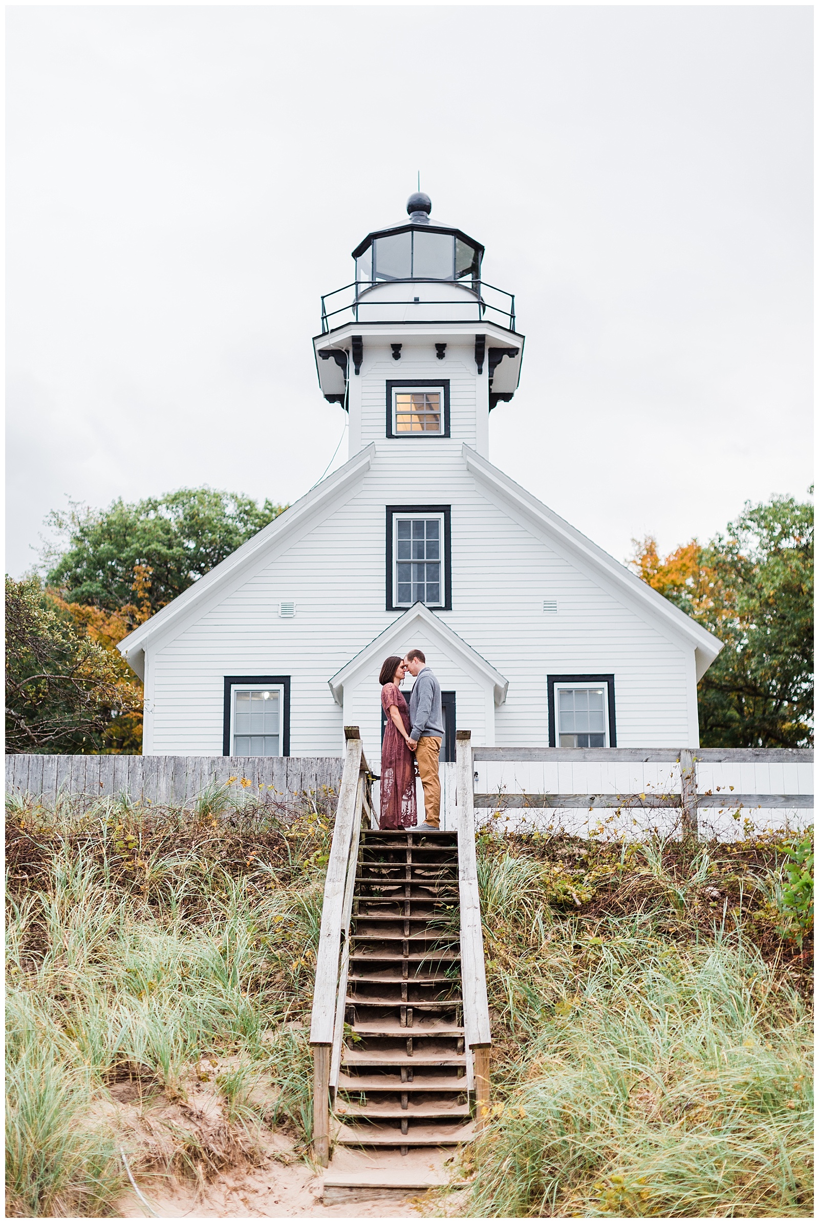 Traverse City engagement photography at the Old Peninsula lighthouse.