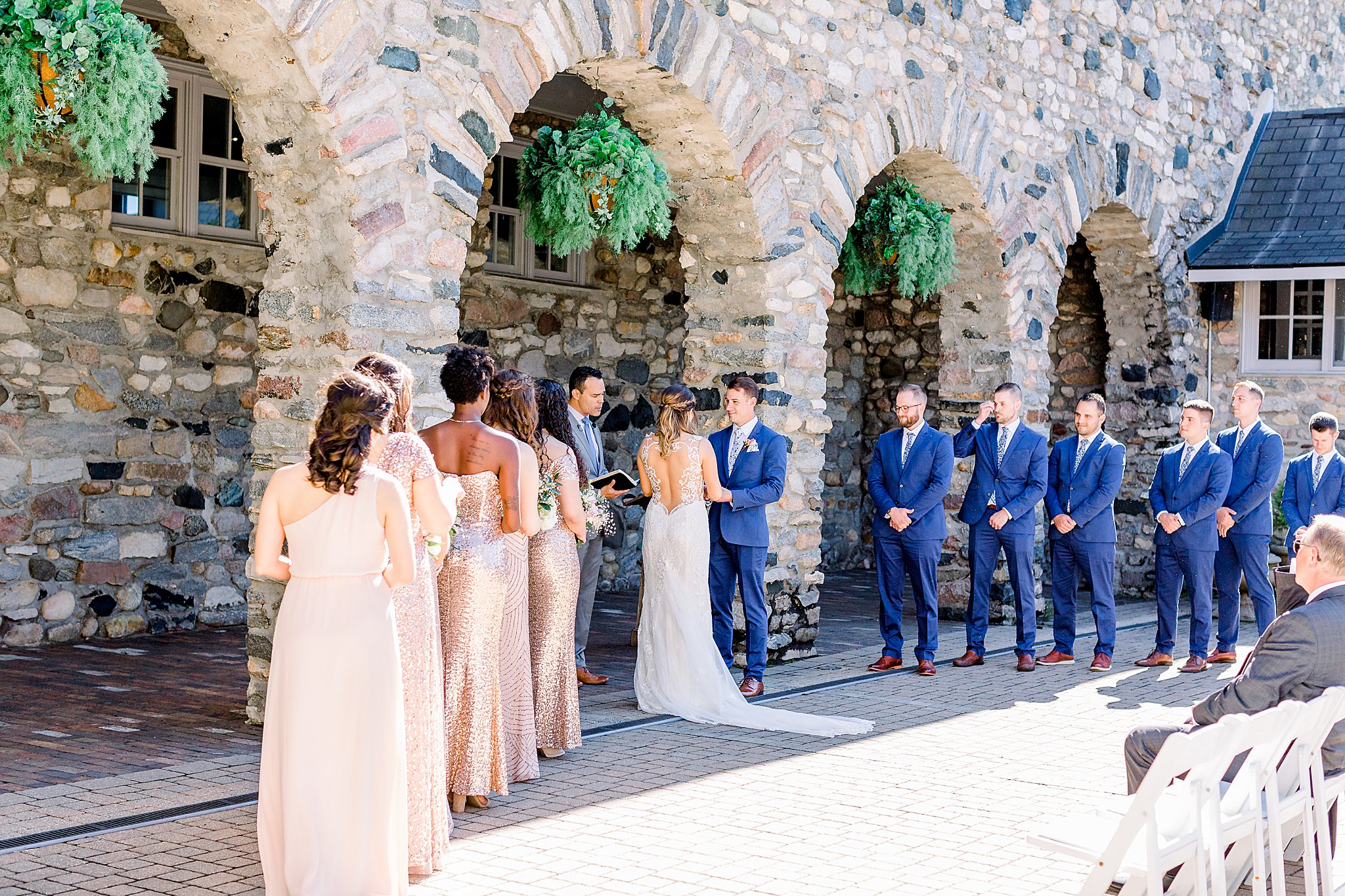 Queen's Courtyard wedding ceremony during Spring Castle Farms wedding.