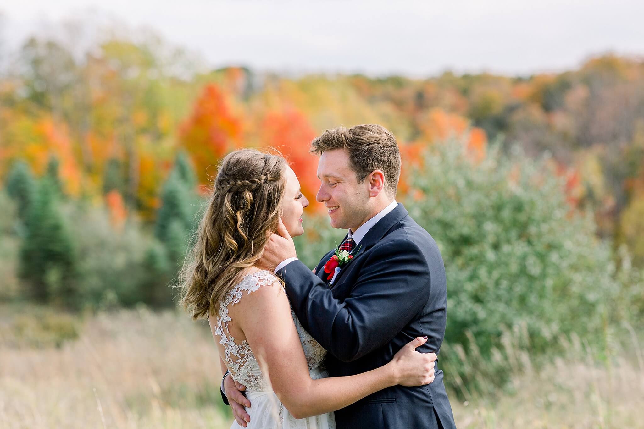 Bride and groom portraits during Timberlee Hills Wedding in Traverse City, Northern Michigan.