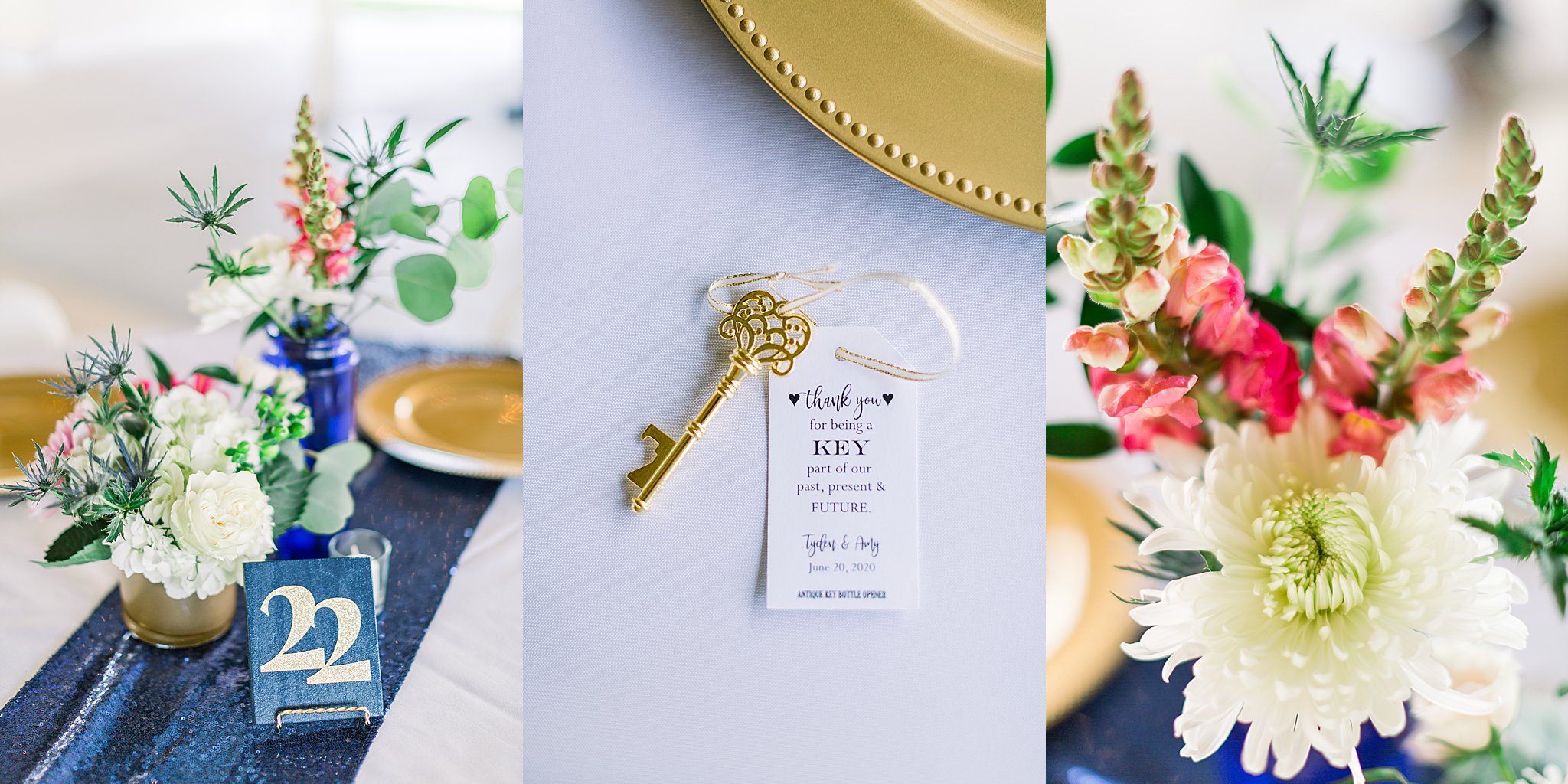 Table decorations at Post Family Farm Wedding