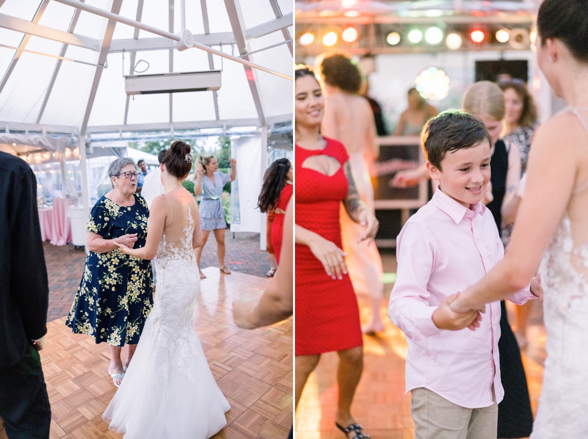 Alyssa dancing with her guests on her wedding day at the Perry Hotel in Petoskey, MI